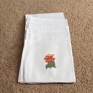 White Napkins with Floral Embroidery